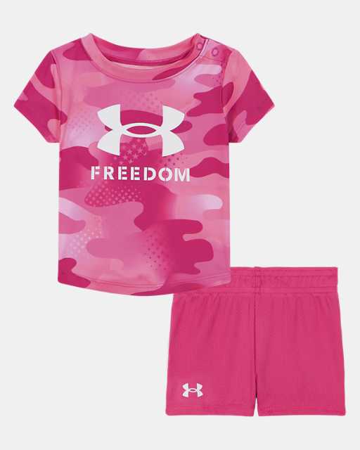 Newborn Girls' UA Freedom Camo Shorts Set